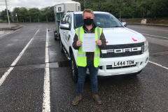 Congratulations, Joseph very well done passing your B+E towing test today. Very good standard, stay safe towing on the farm. From Neville and Three Shires Driving Centre ltd.