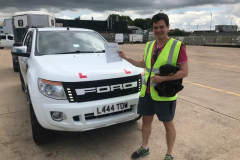 Congratulations Luke.  Passing your towing test today. Well done and good luck with your business. Neville & George Three Shires Driving Centre Ltd.